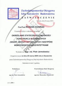 Szkolenia - Stateczność skarp wzmacniany geosyntetykami - 2009